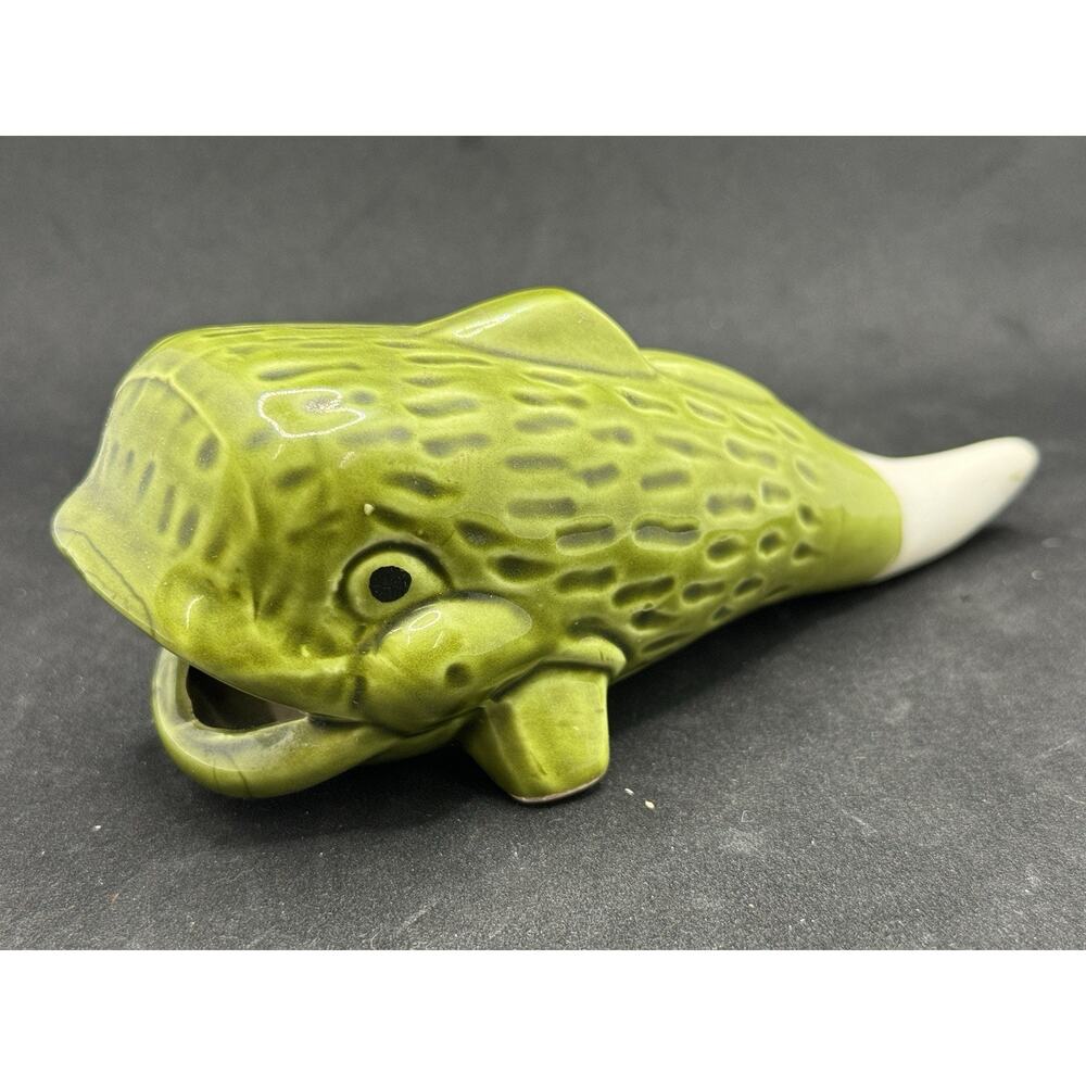 Vintage MCM ? Green Decorative Ceramic Fish App 6” Long- Very Unique